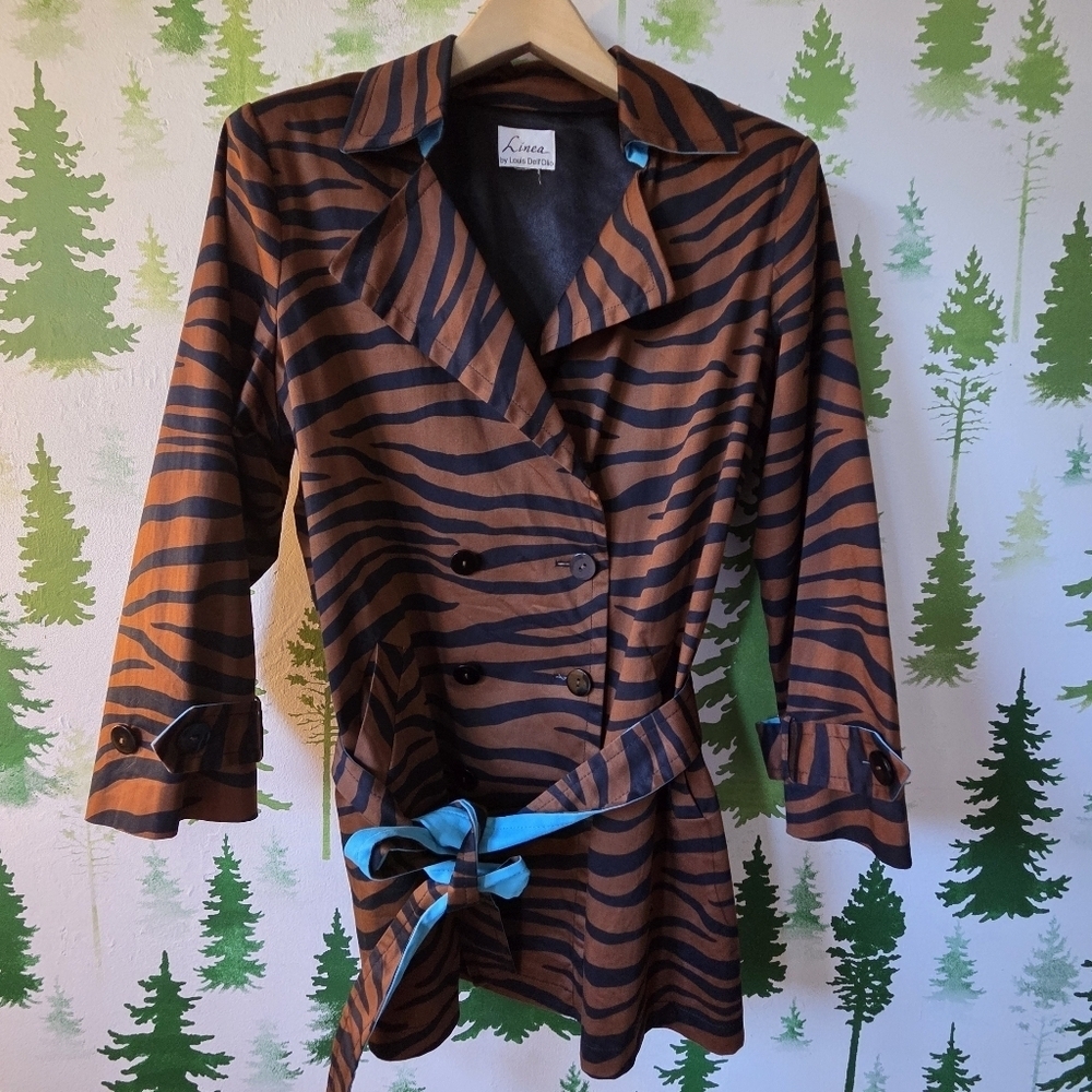Linea by Louis Dell'Olio Brown and Black Tiger Print Coat